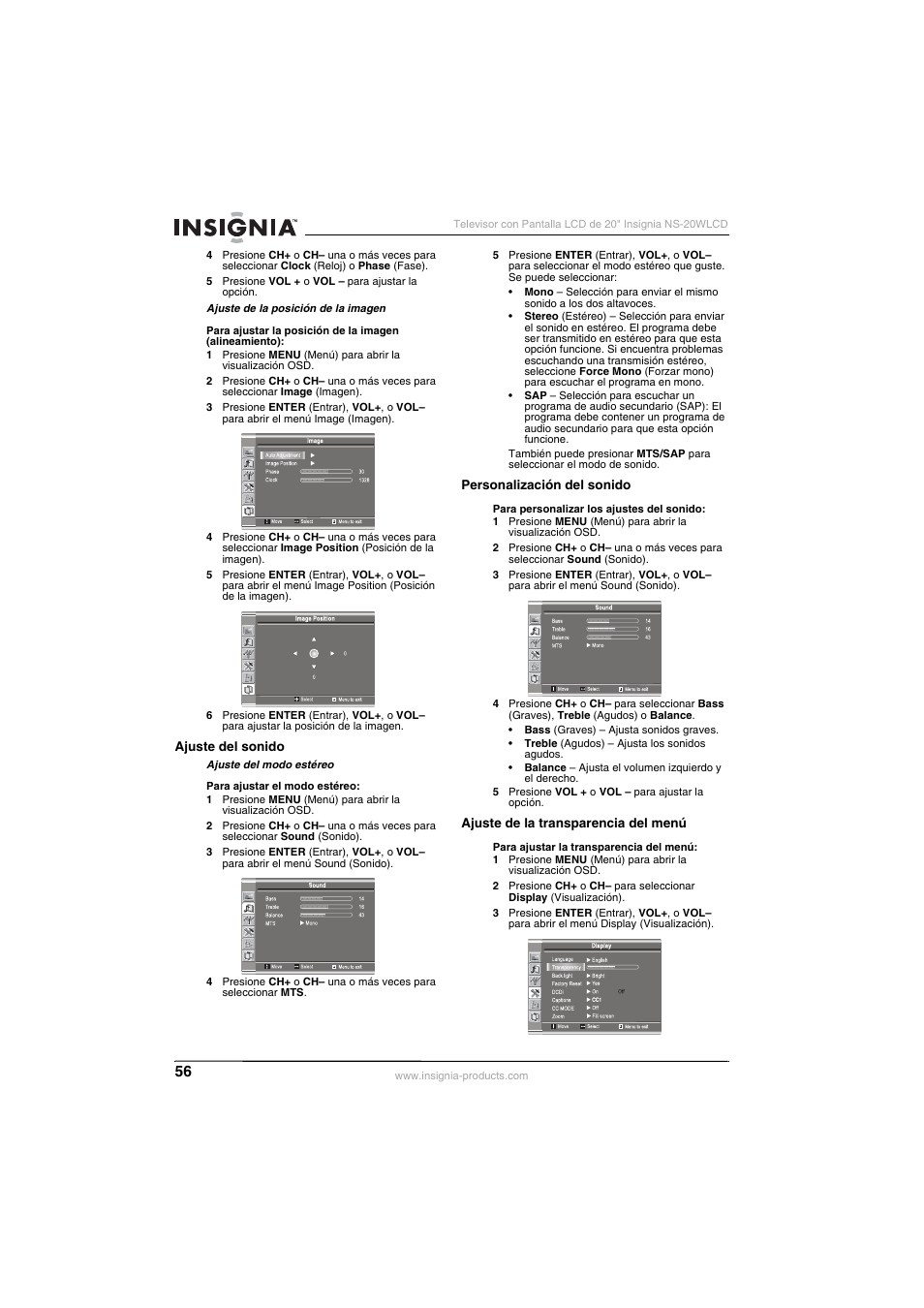 Insignia NS-20WLCD User Manual | Page 56 / 68