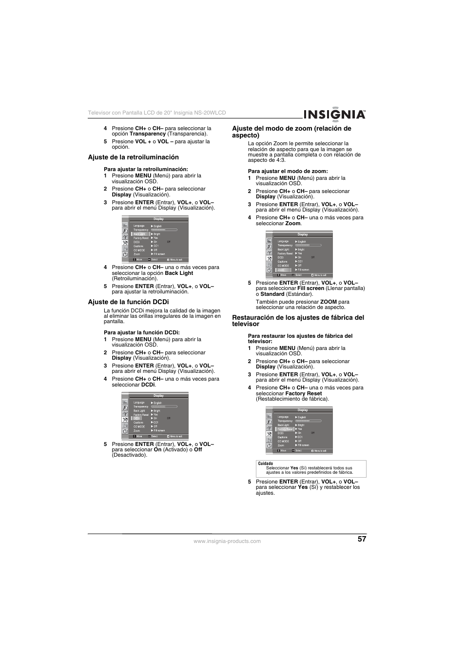 Insignia NS-20WLCD User Manual | Page 57 / 68