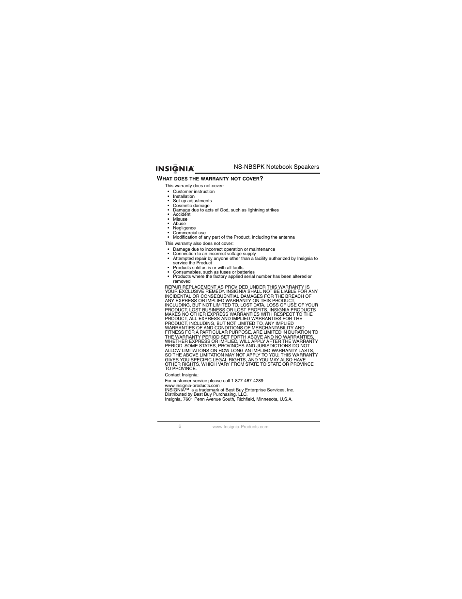 Insignia NS-NBSPK User Manual | Page 7 / 20