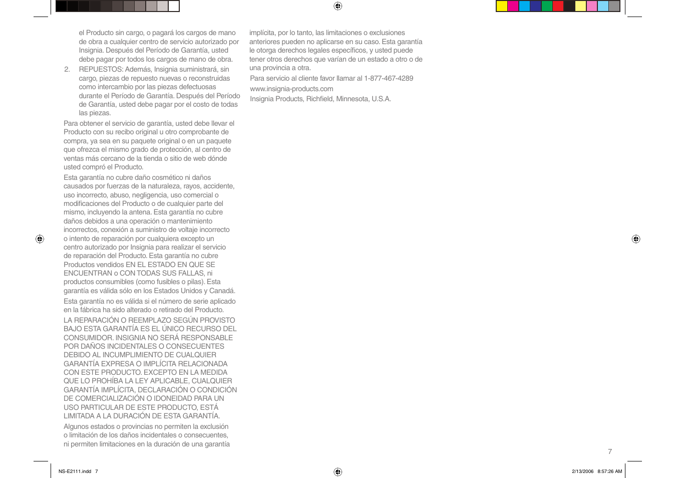 Insignia NS-E2111 User Manual | Page 7 / 8