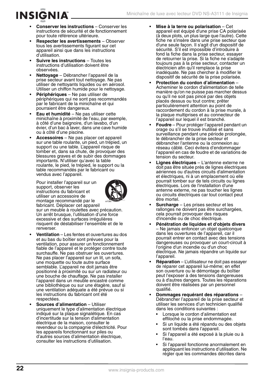 Insignia NS-A3111 User Manual | Page 22 / 64