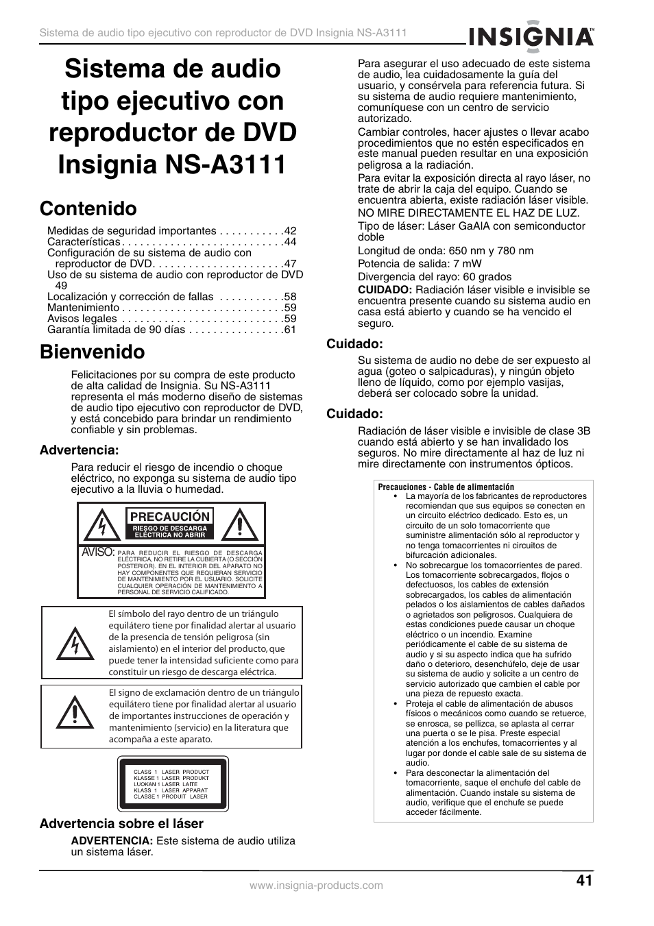 Insignia NS-A3111 User Manual | Page 41 / 64