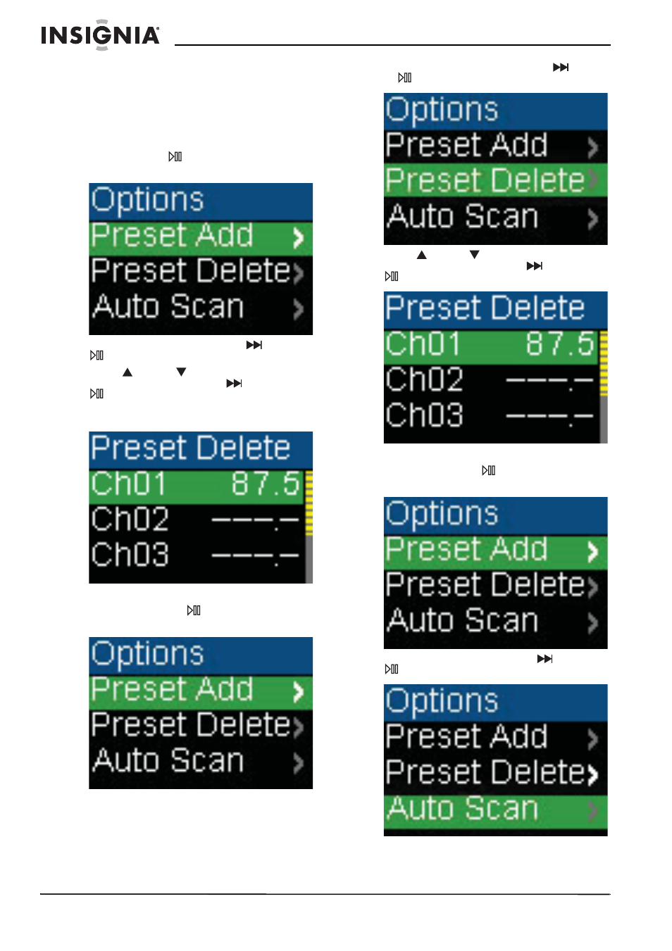 Setting station presets | Insignia Kix NS-1A10F User Manual | Page 22 / 64