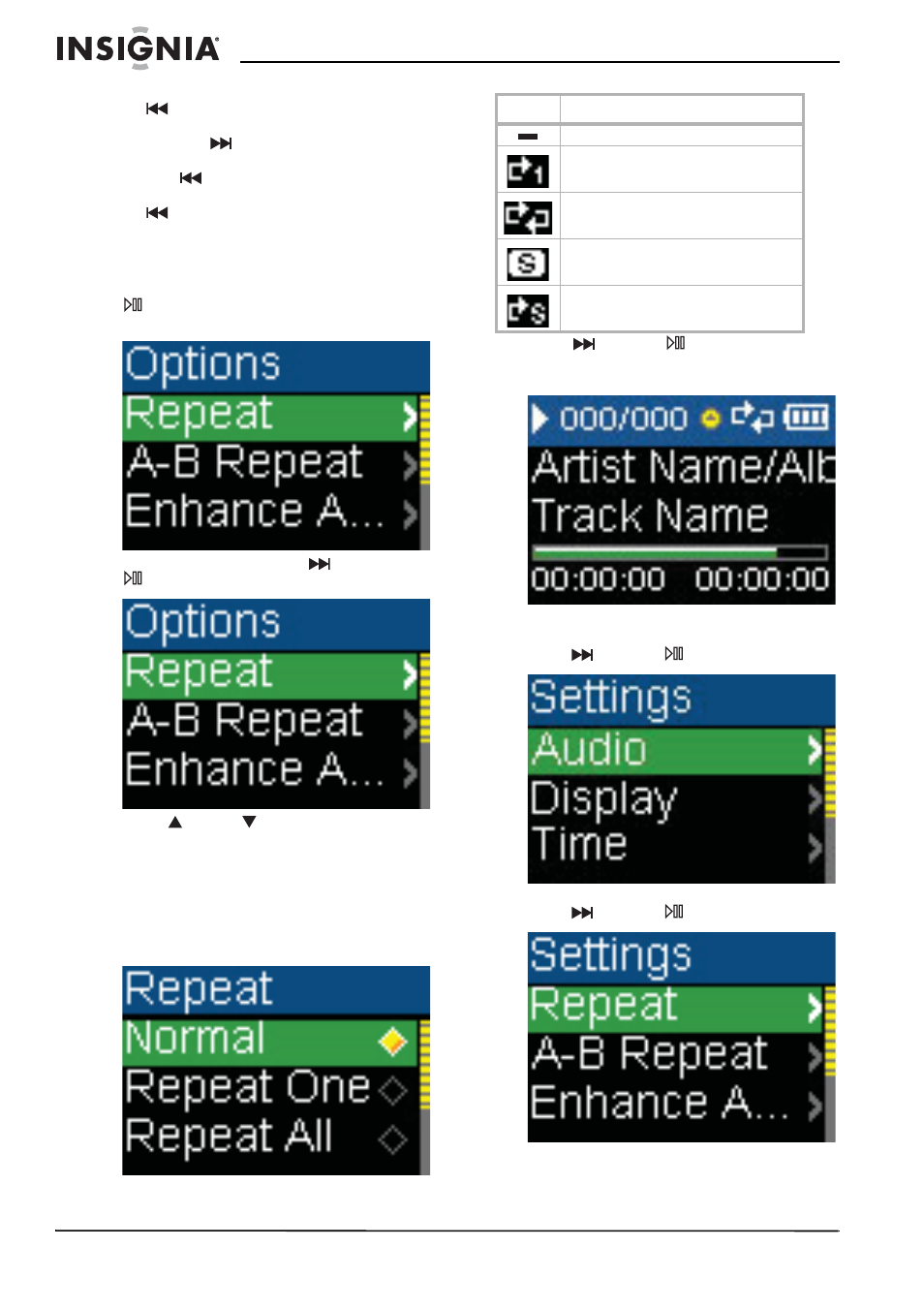 Repeating tracks | Insignia Kix NS-1A10F User Manual | Page 8 / 64