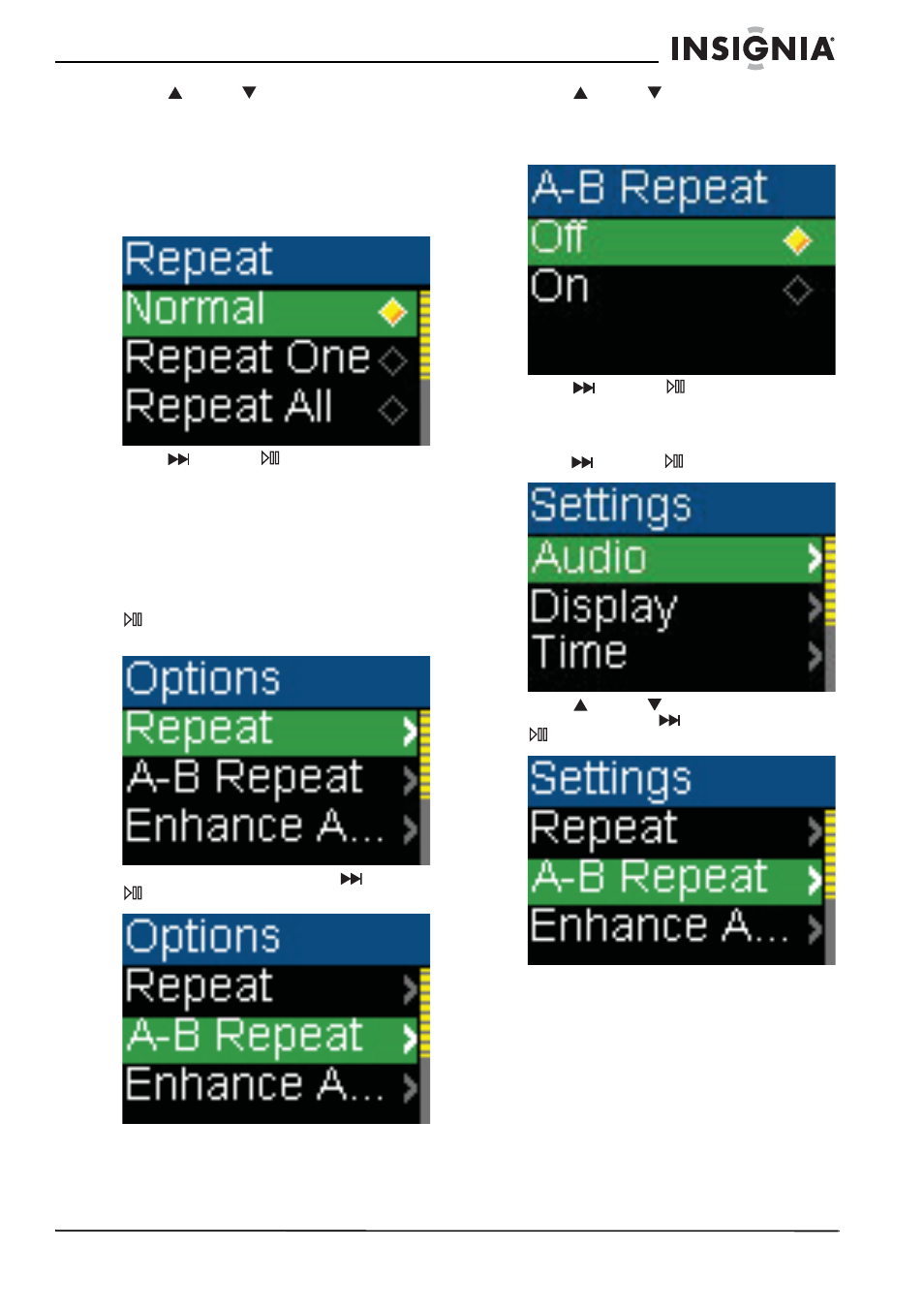 Repeating segments of a track | Insignia Kix NS-1A10F User Manual | Page 9 / 64