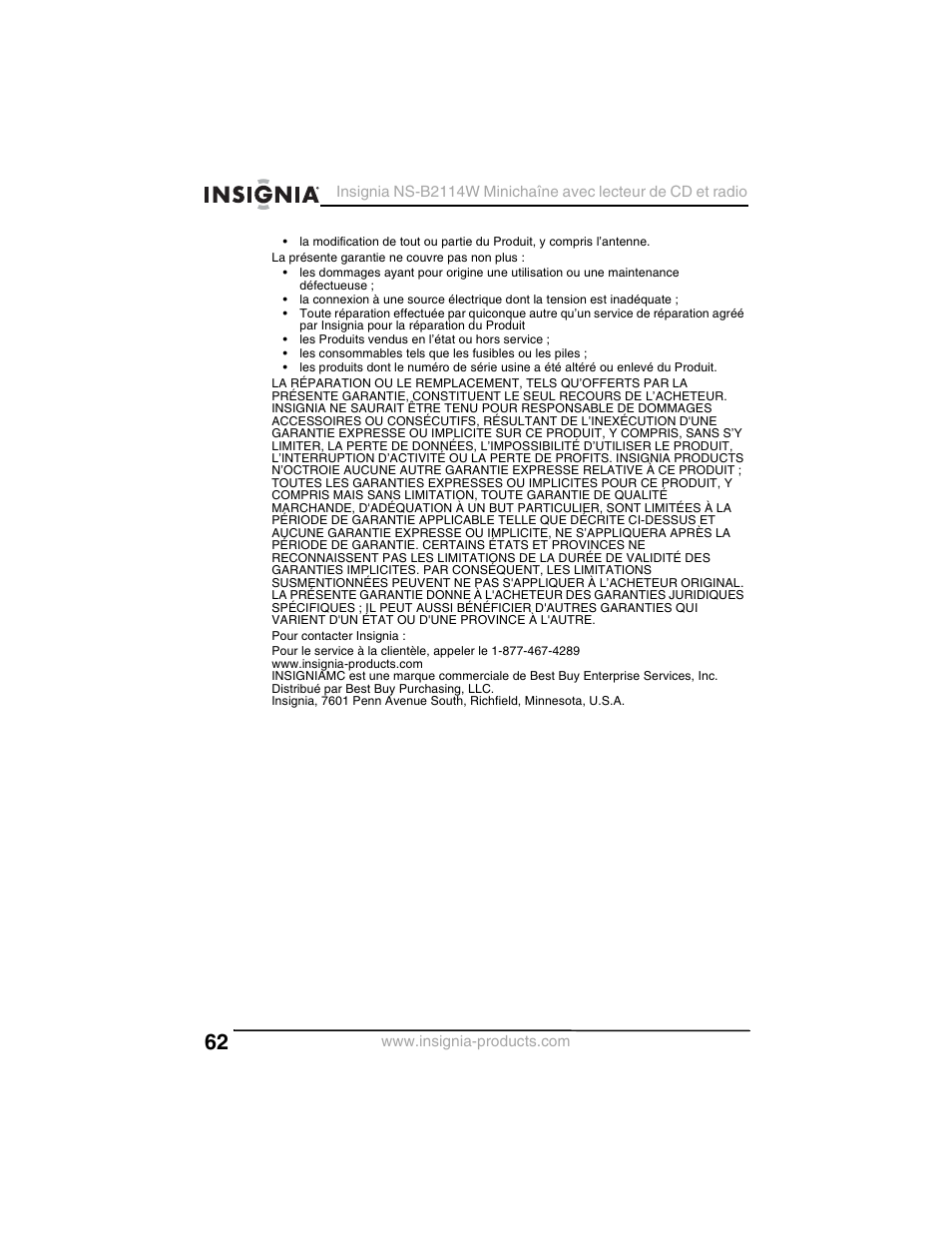 Insignia NS-B2114W User Manual | Page 64 / 98