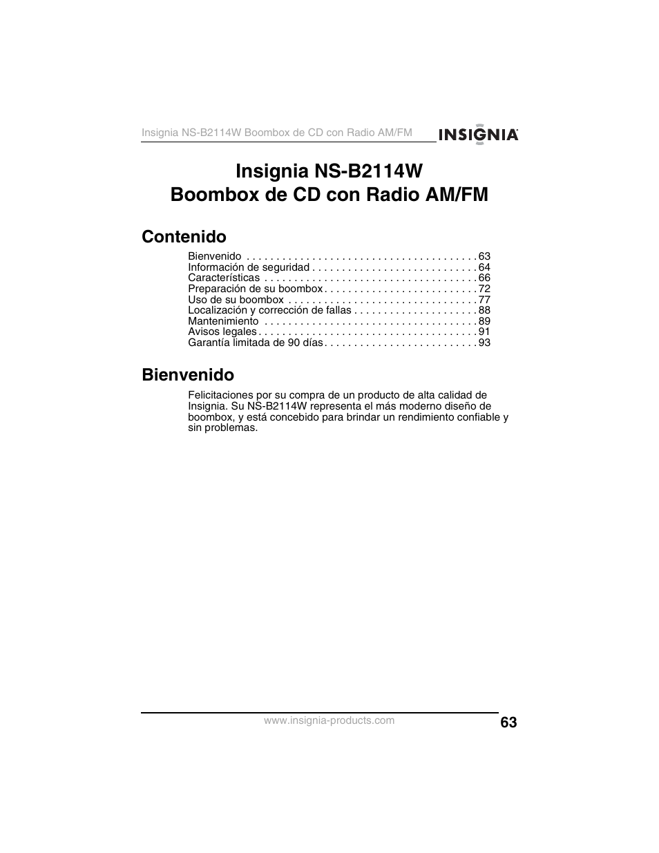 Insignia NS-B2114W User Manual | Page 65 / 98