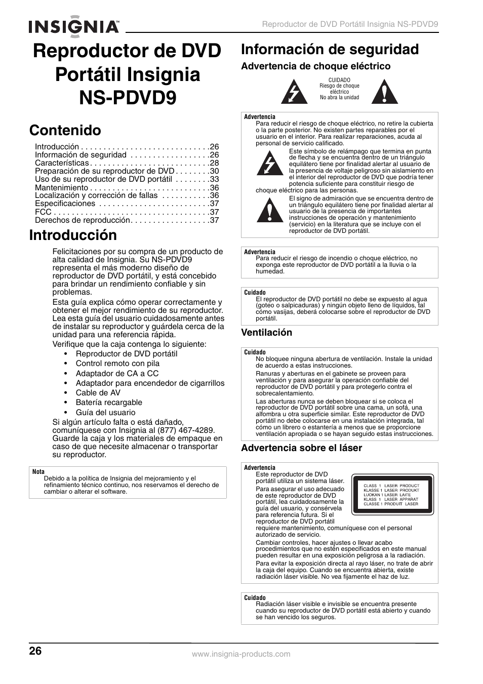 Insignia NS-PDVD9 User Manual | Page 26 / 40