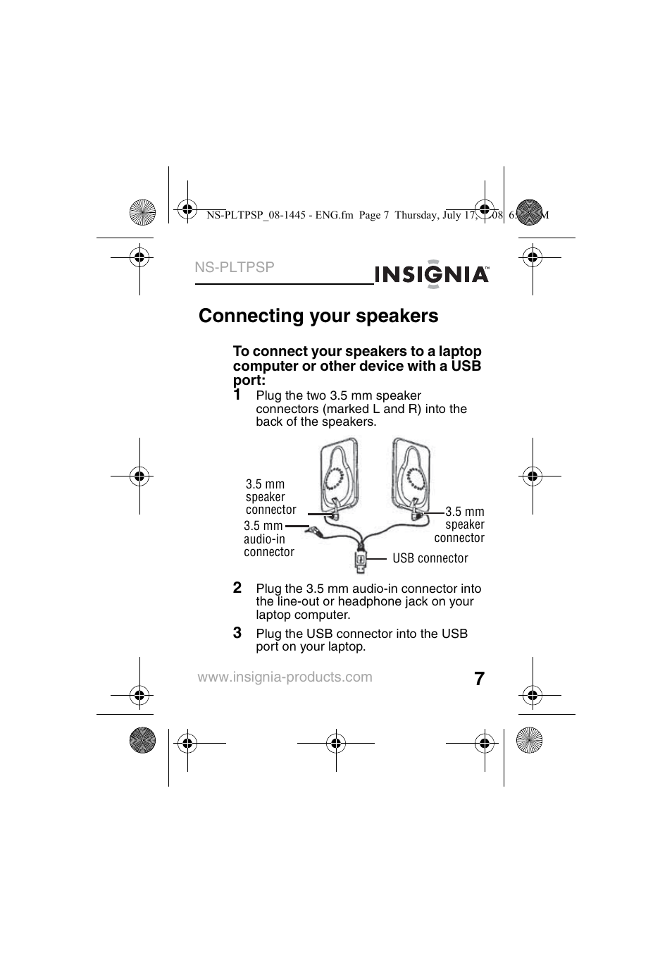 Connecting your speakers | Insignia NS-PLTPSP User Manual | Page 9 / 20