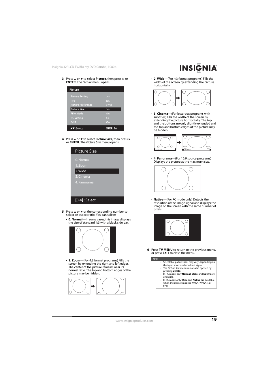 Picture size | Insignia NS-LBD32X-10A User Manual | Page 23 / 64