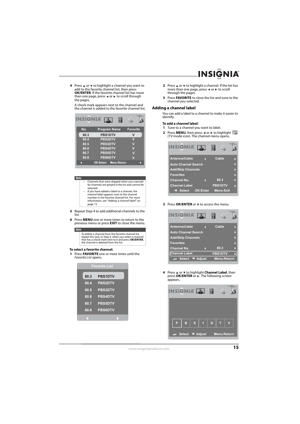 Adding a channel label | Insignia NS-L7HTV-10A User Manual | Page 19 / 28