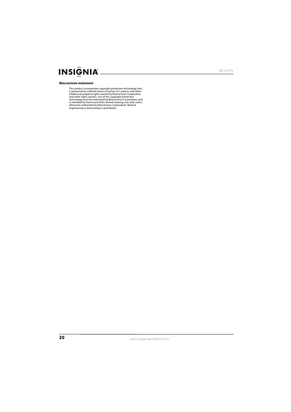 Insignia NS-L7HTV-10A User Manual | Page 24 / 28