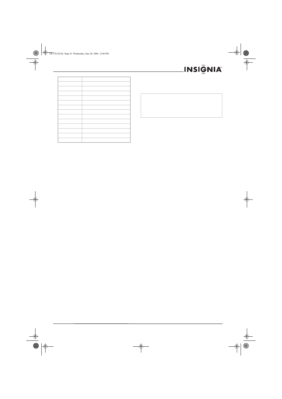 Avis juridiques | Insignia NS-27LCD User Manual | Page 43 / 70