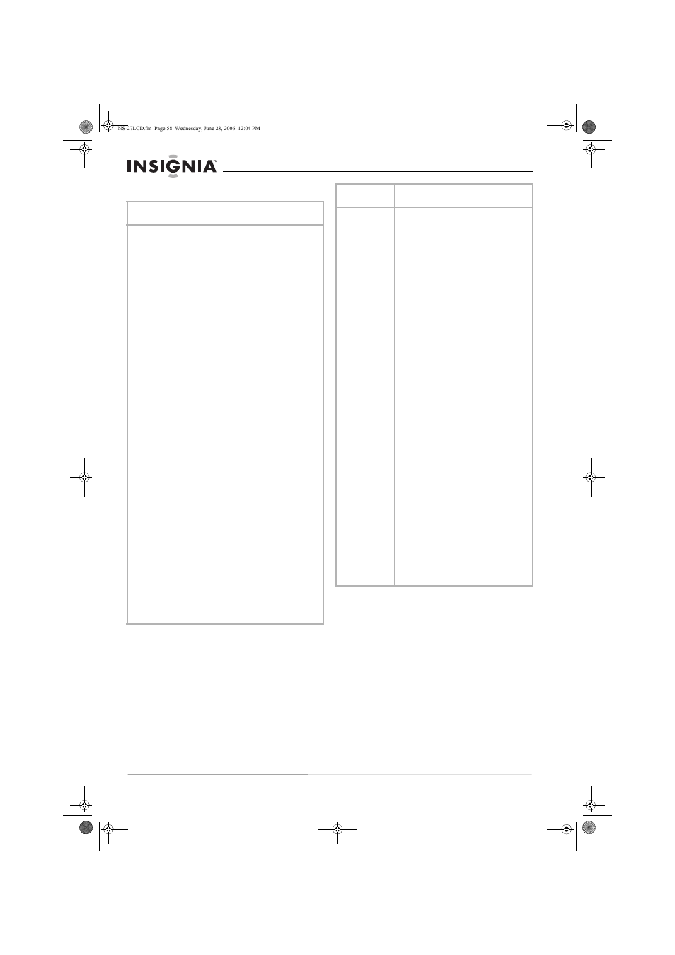 Insignia NS-27LCD User Manual | Page 58 / 70