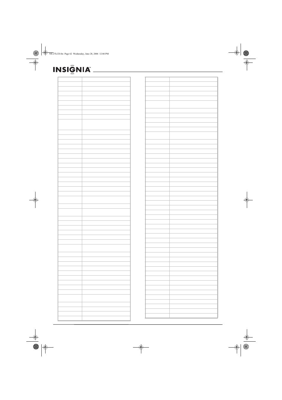 Insignia NS-27LCD User Manual | Page 62 / 70