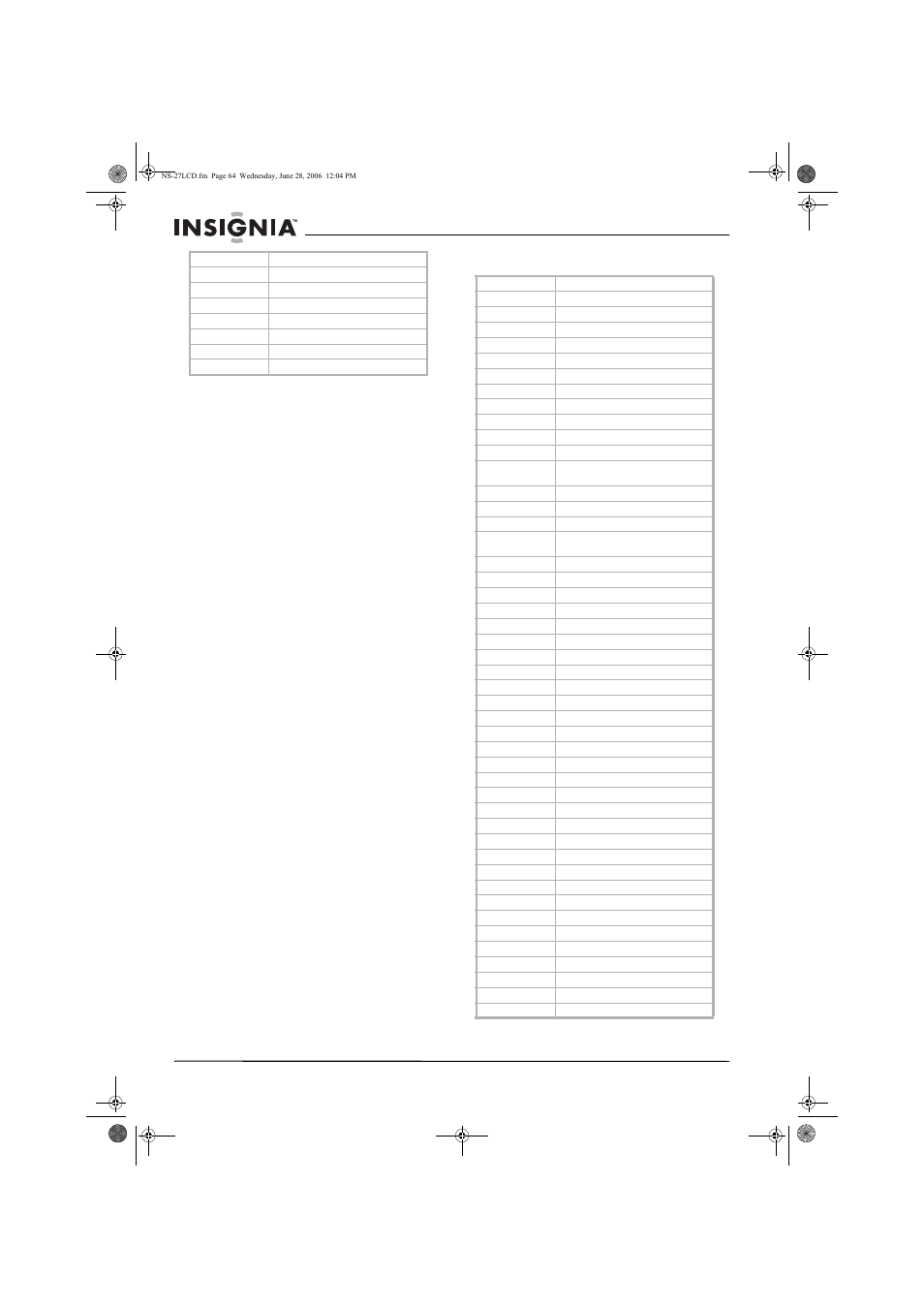 Insignia NS-27LCD User Manual | Page 64 / 70