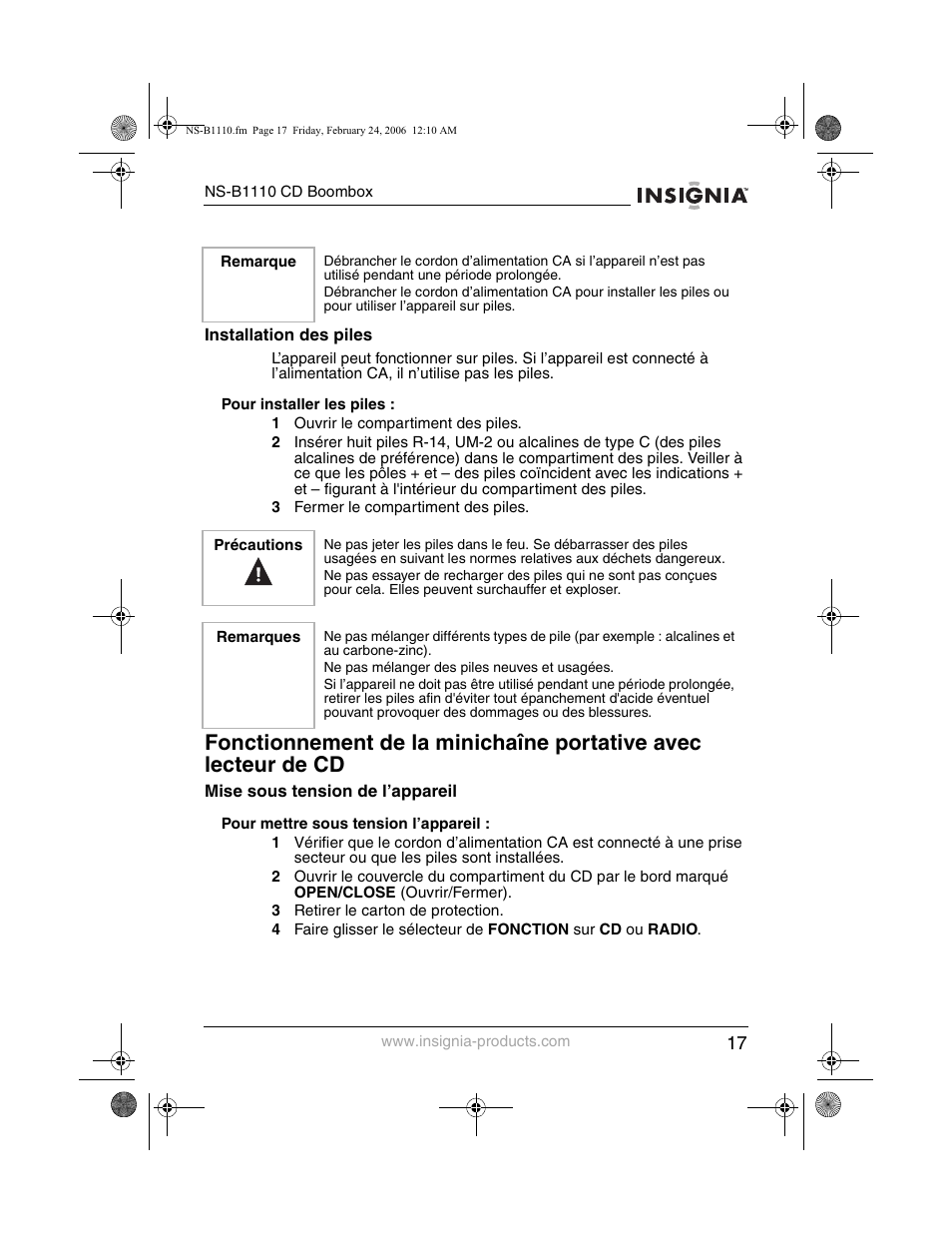 Insignia NS-B1110 User Manual | Page 19 / 44