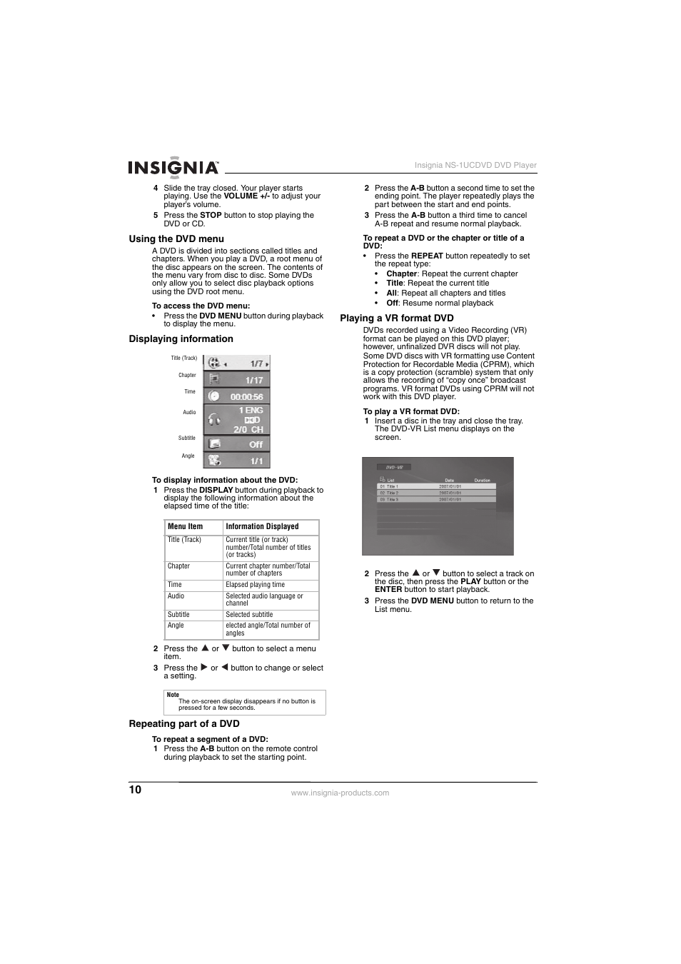 Insignia NS-1UCDVD User Manual | Page 10 / 62