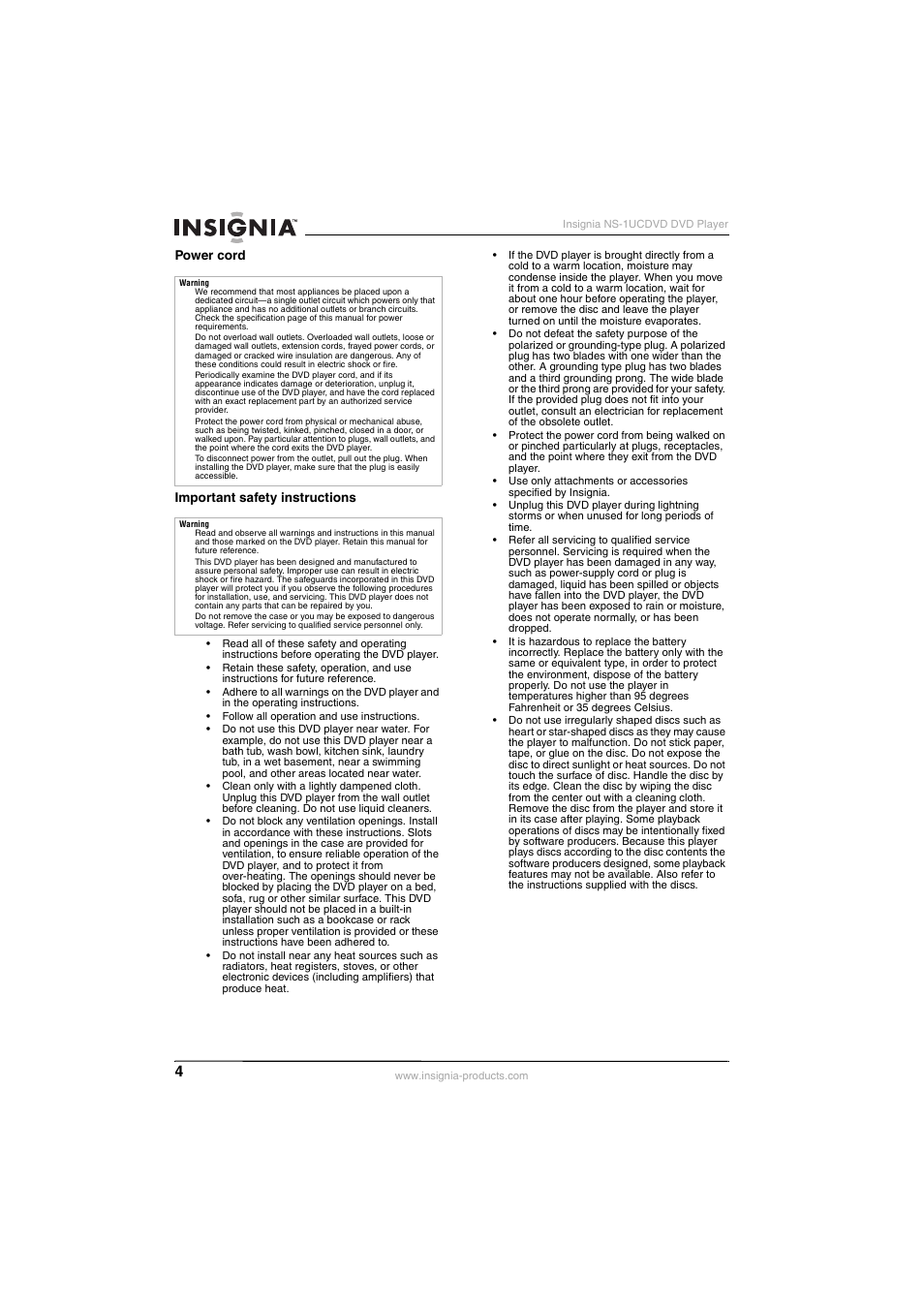 Insignia NS-1UCDVD User Manual | Page 4 / 62