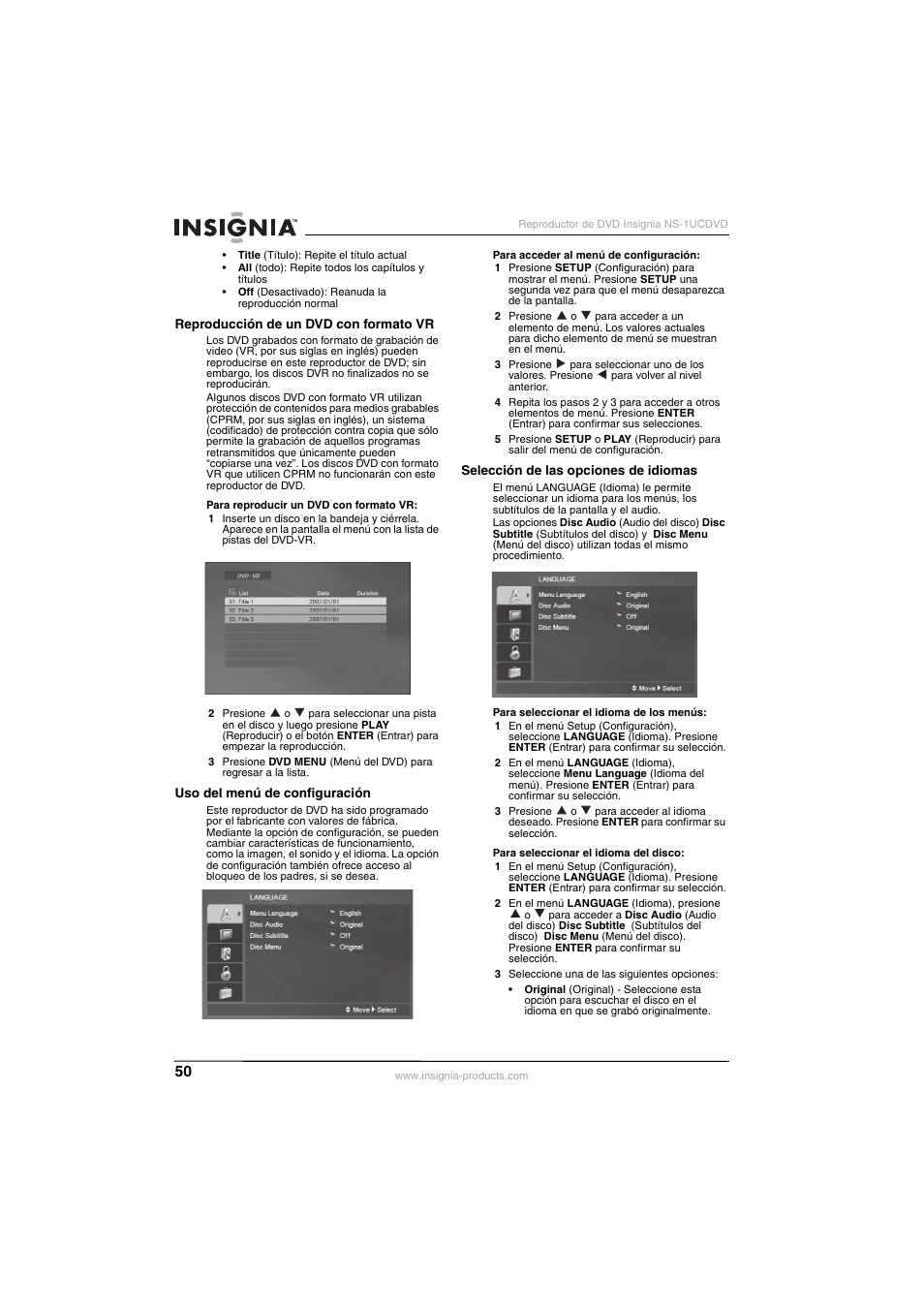 Insignia NS-1UCDVD User Manual | Page 50 / 62