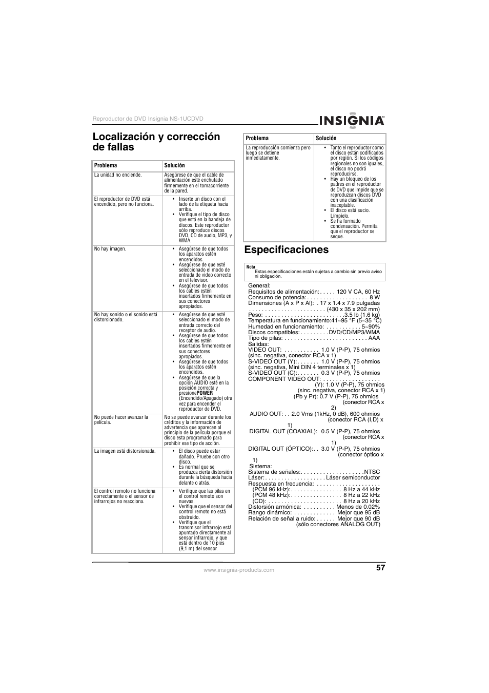 Insignia NS-1UCDVD User Manual | Page 57 / 62
