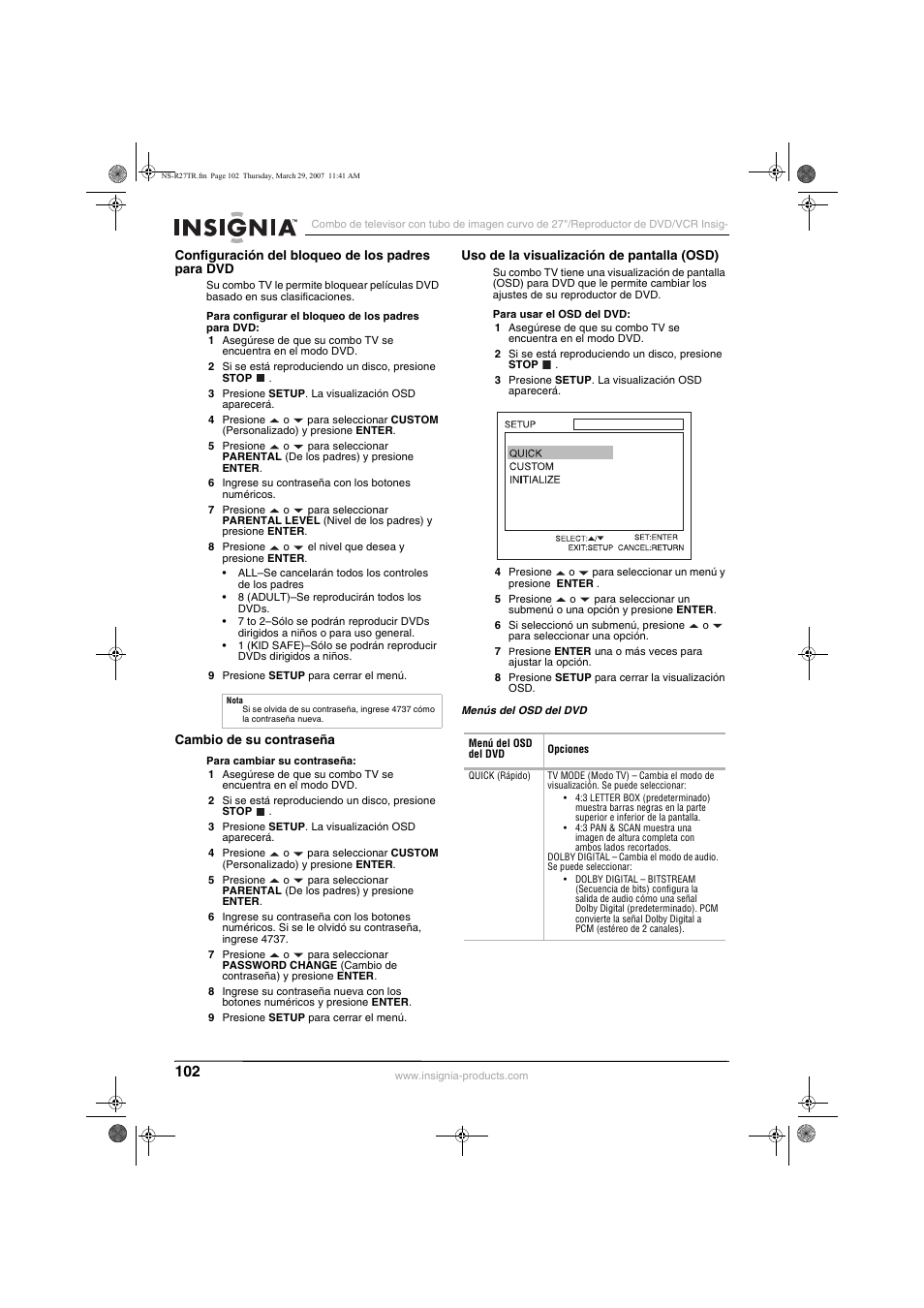 Insignia NS-R27TR User Manual | Page 102 / 112