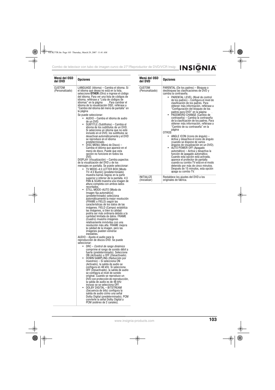 Insignia NS-R27TR User Manual | Page 103 / 112
