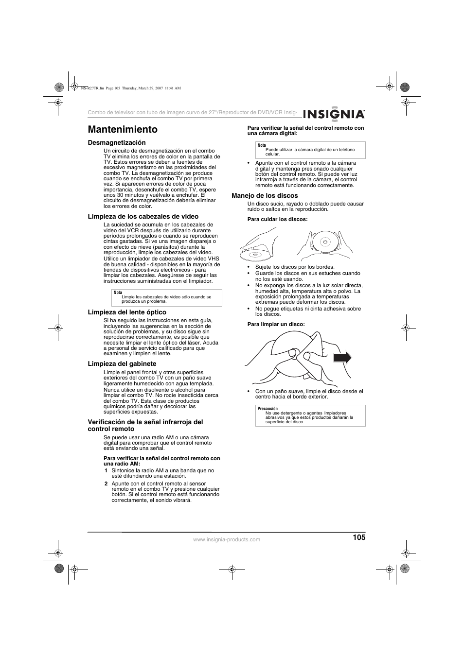 Mantenimiento | Insignia NS-R27TR User Manual | Page 105 / 112