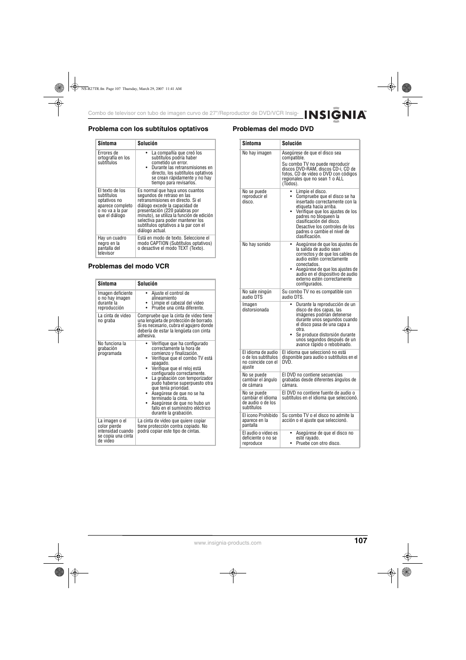 Insignia NS-R27TR User Manual | Page 107 / 112