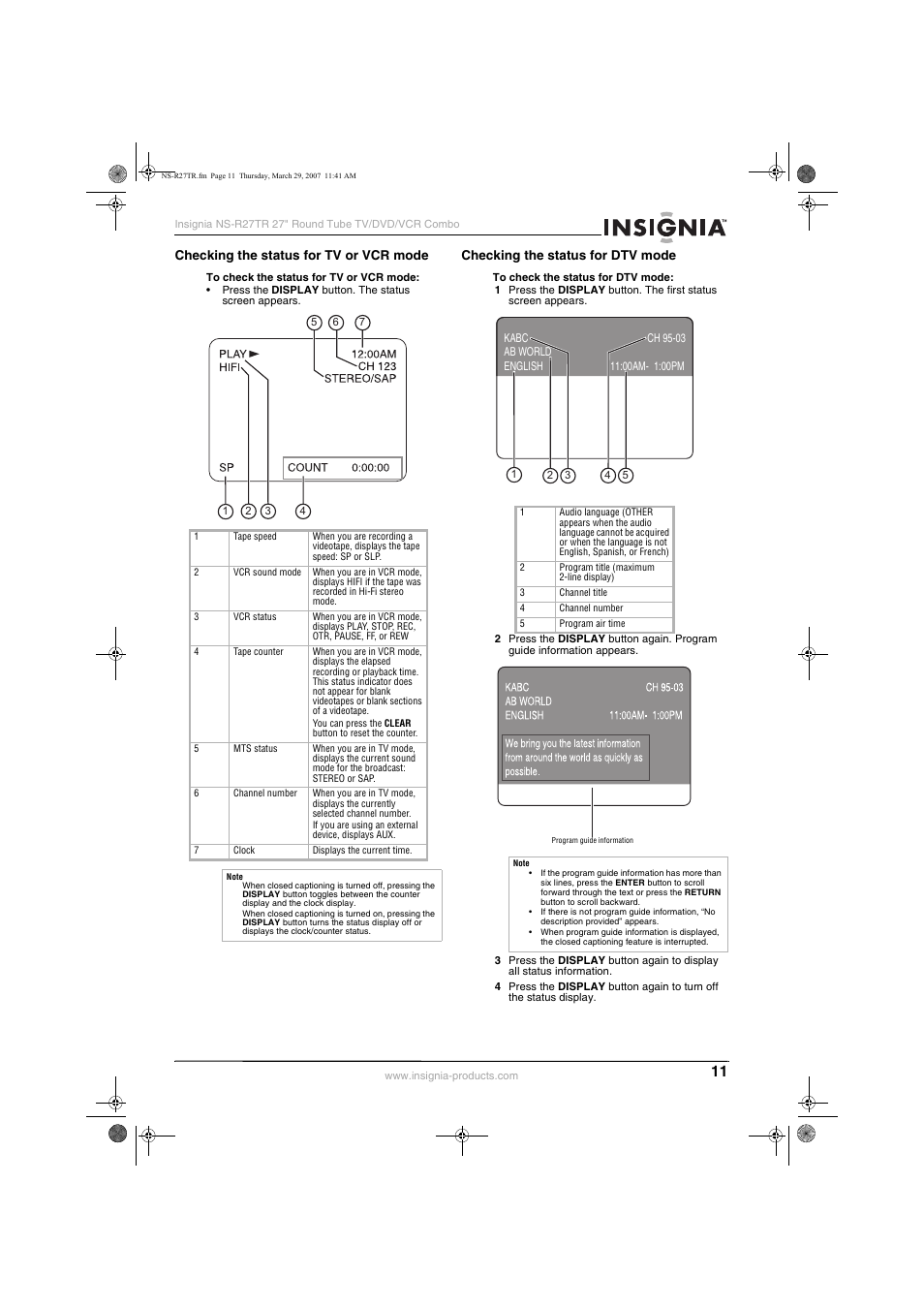 Insignia NS-R27TR User Manual | Page 11 / 112