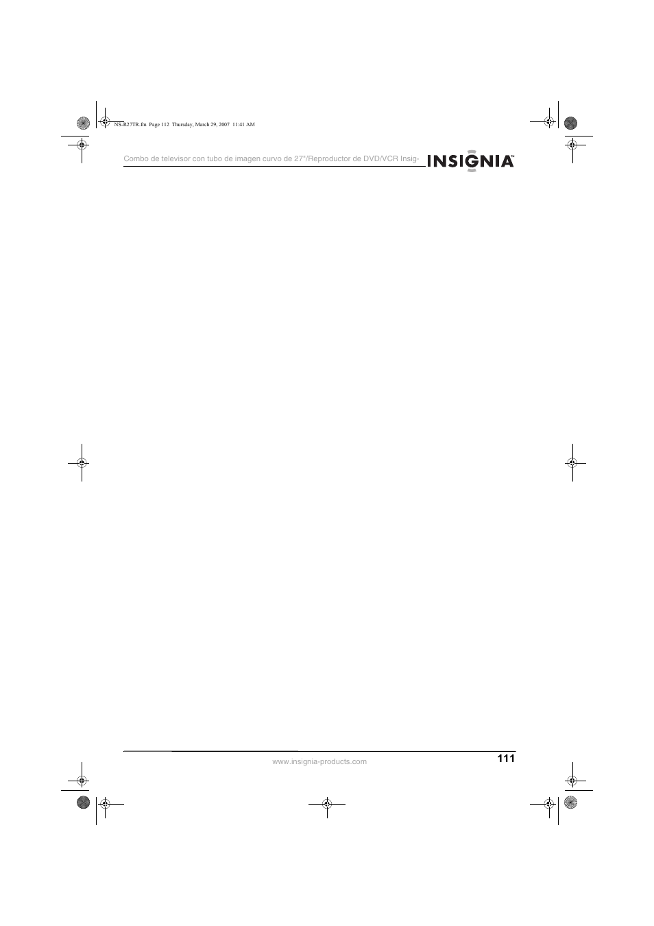 Insignia NS-R27TR User Manual | Page 111 / 112