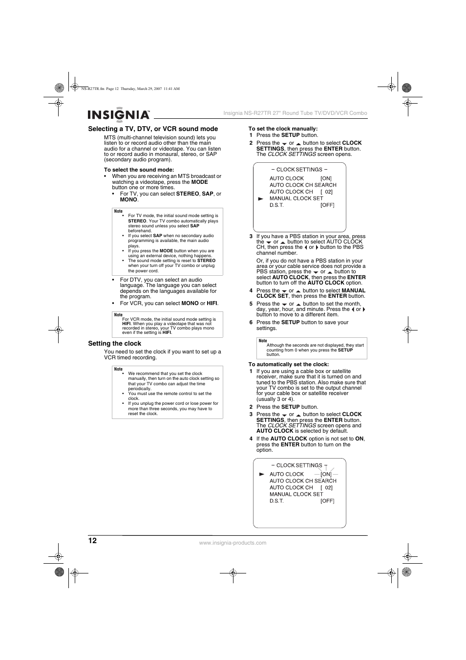 Insignia NS-R27TR User Manual | Page 12 / 112