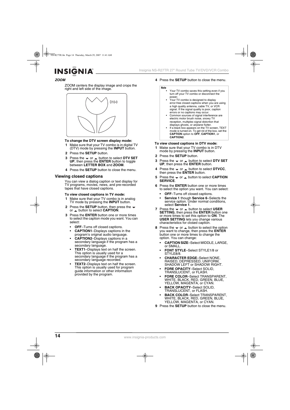 Insignia NS-R27TR User Manual | Page 14 / 112