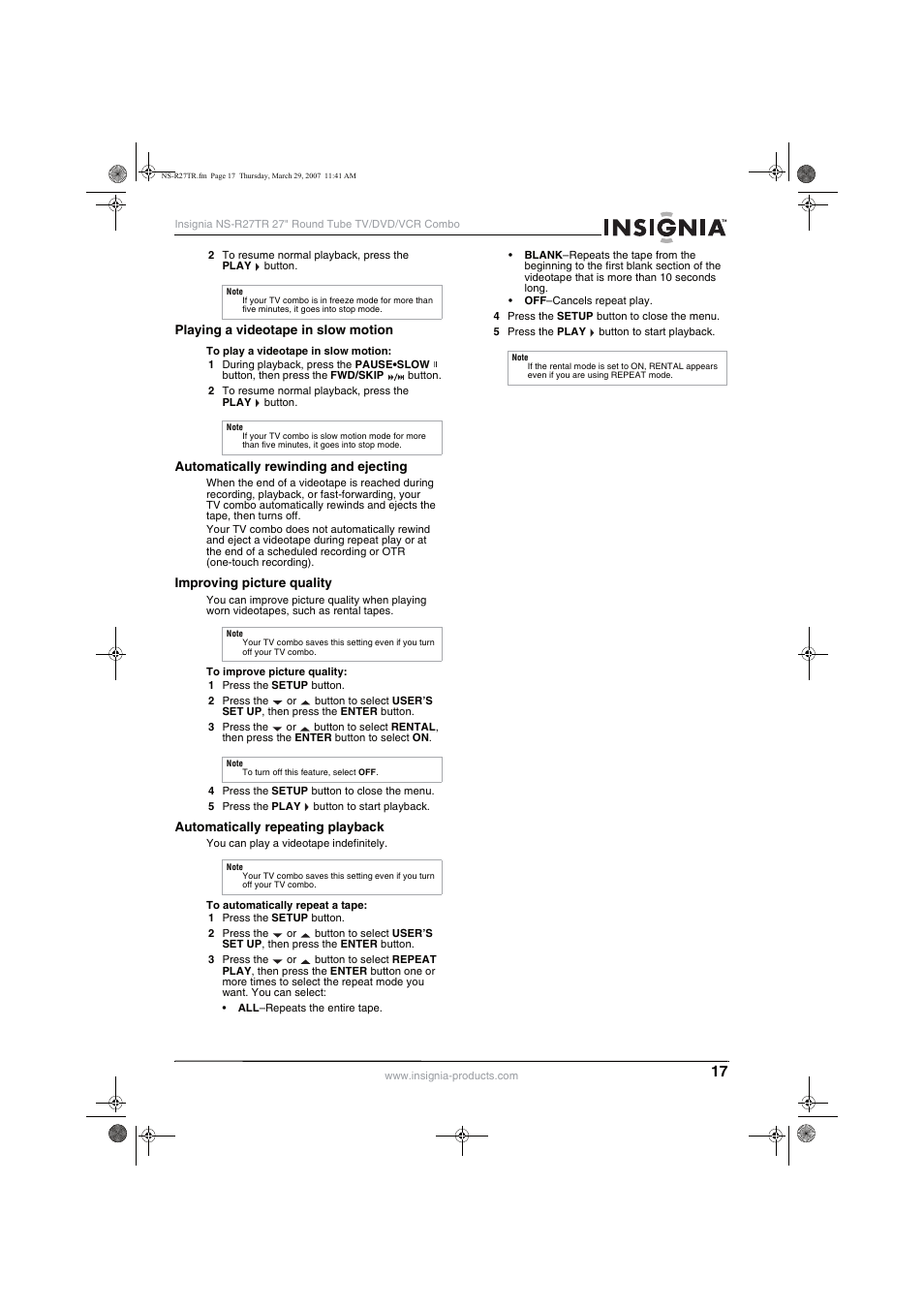 Insignia NS-R27TR User Manual | Page 17 / 112