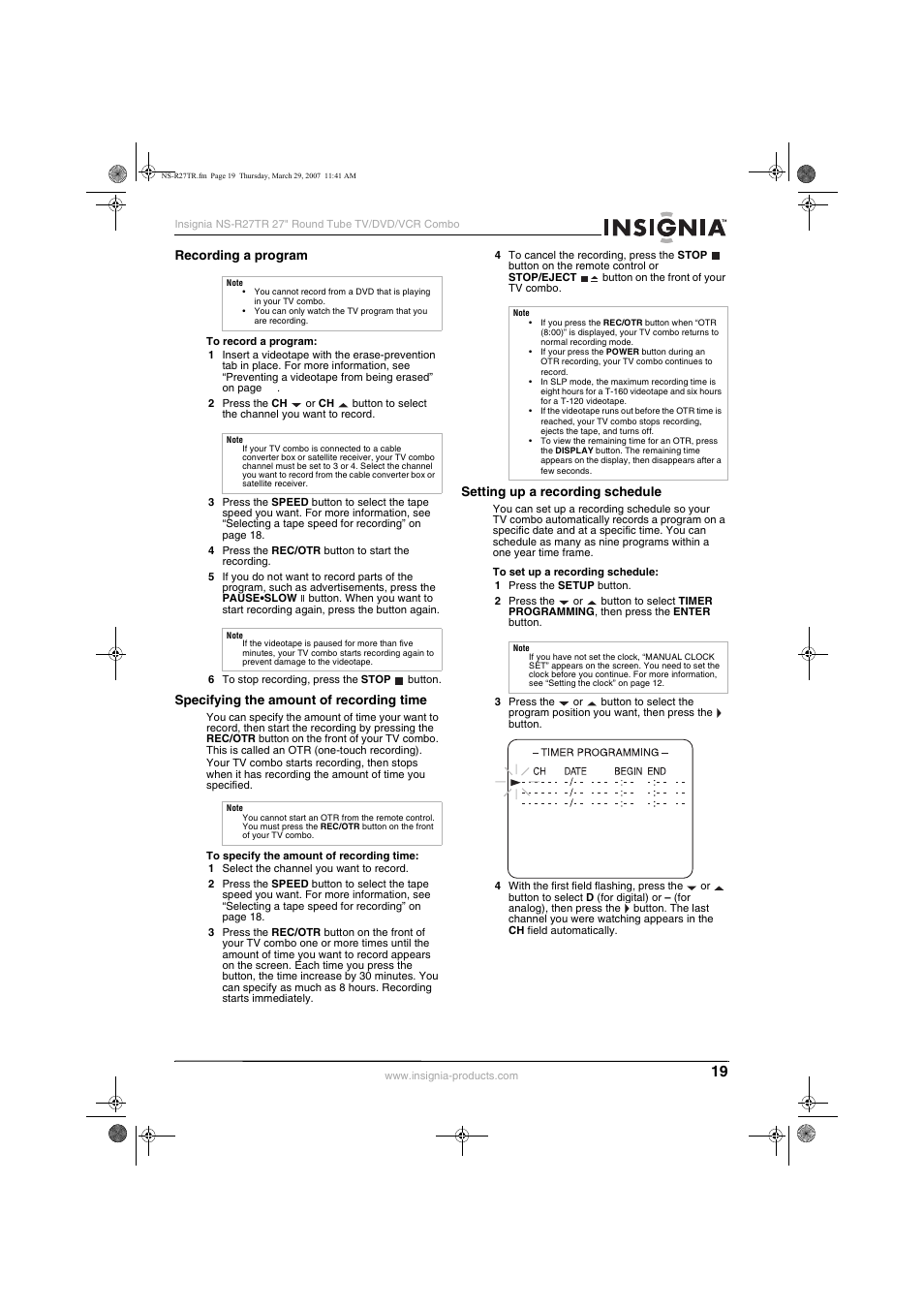 Insignia NS-R27TR User Manual | Page 19 / 112