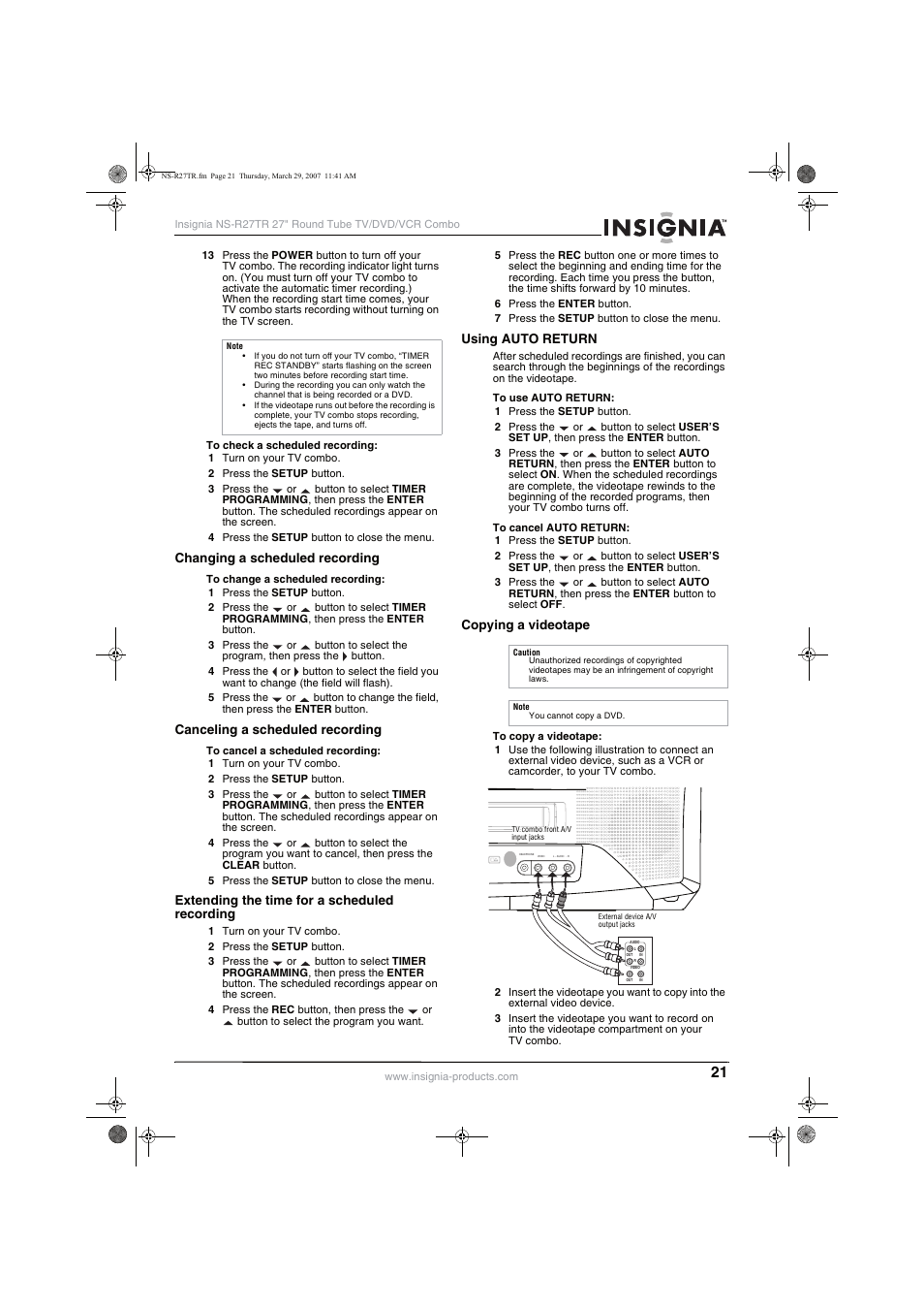 Insignia NS-R27TR User Manual | Page 21 / 112