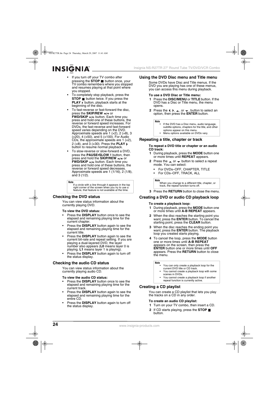 Insignia NS-R27TR User Manual | Page 24 / 112