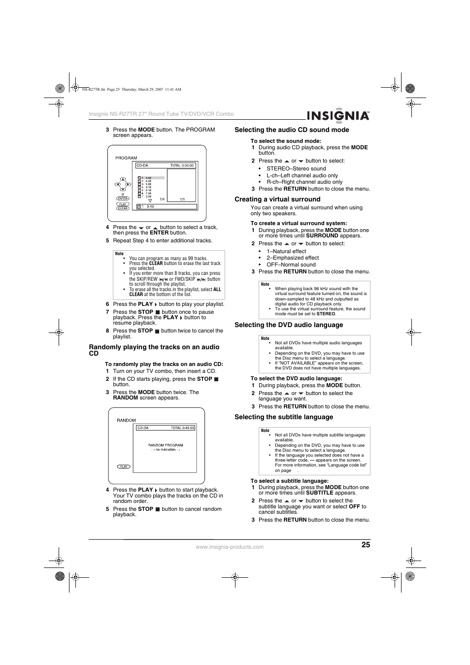 Insignia NS-R27TR User Manual | Page 25 / 112