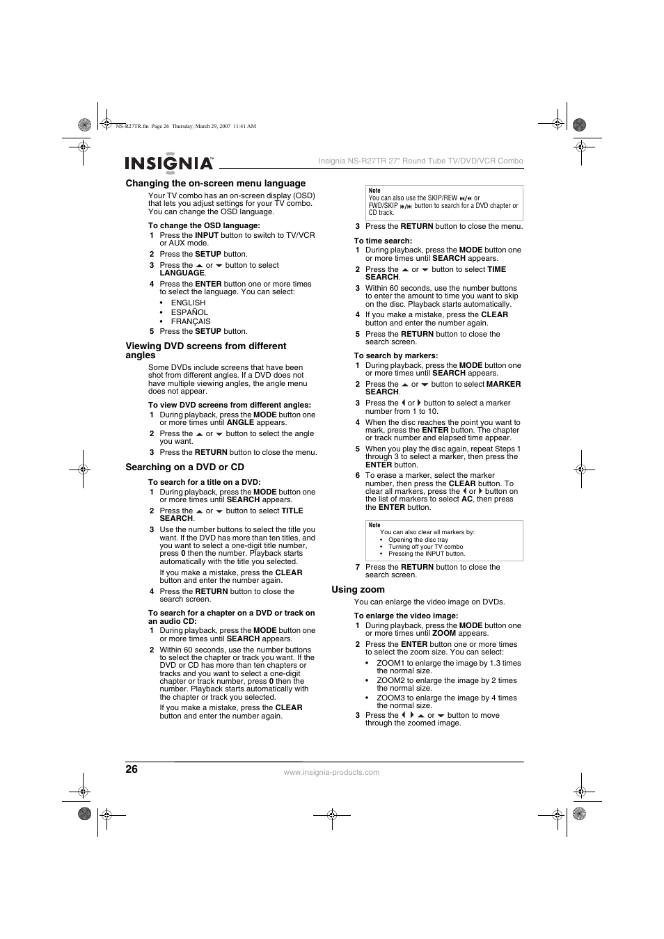 Insignia NS-R27TR User Manual | Page 26 / 112