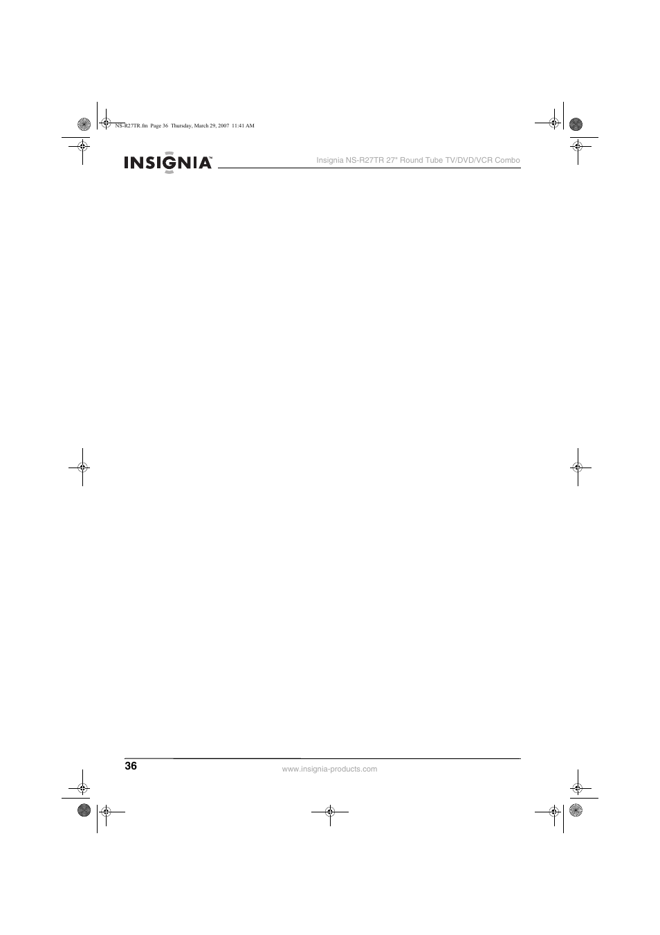 Insignia NS-R27TR User Manual | Page 36 / 112