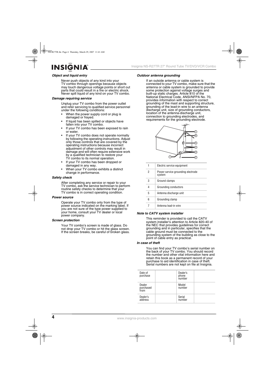 Insignia NS-R27TR User Manual | Page 4 / 112