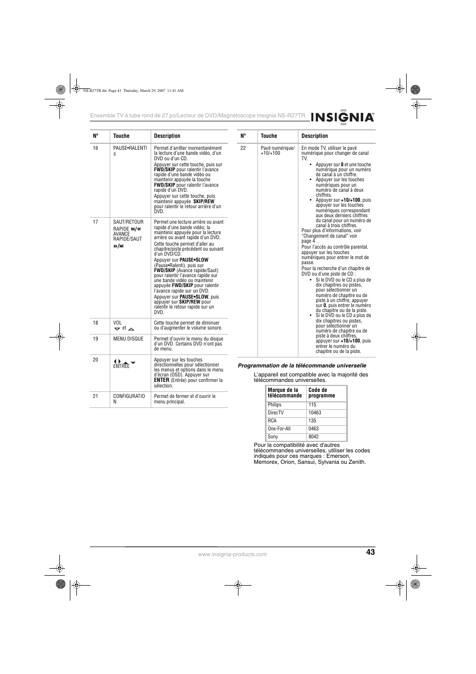 Insignia NS-R27TR User Manual | Page 43 / 112