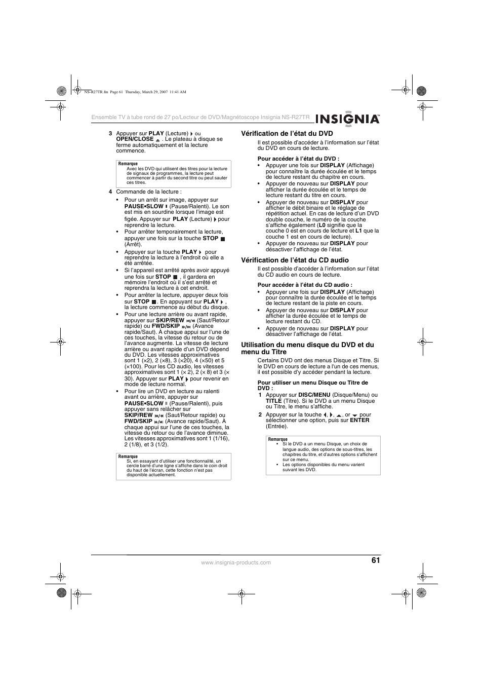 Insignia NS-R27TR User Manual | Page 61 / 112