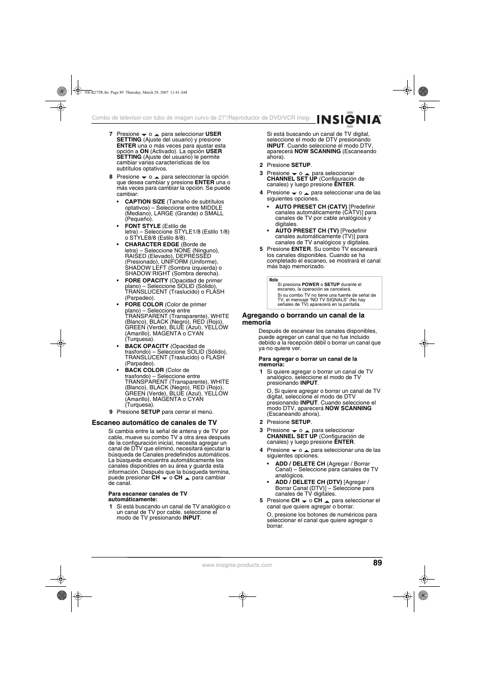 Insignia NS-R27TR User Manual | Page 89 / 112