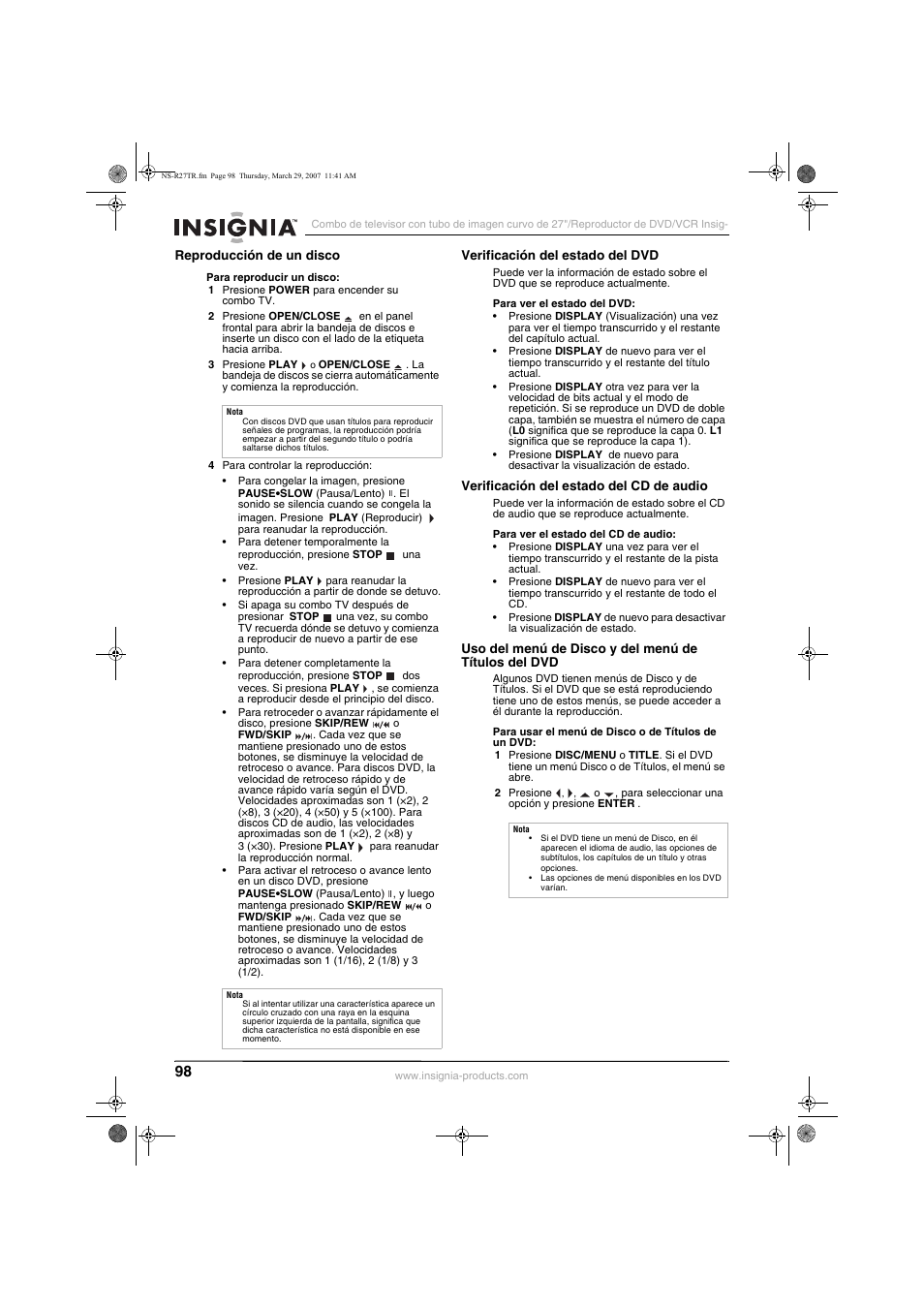 Insignia NS-R27TR User Manual | Page 98 / 112