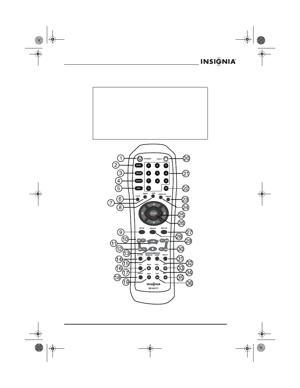 Télécommande | Insignia NS-A2111 User Manual | Page 41 / 102