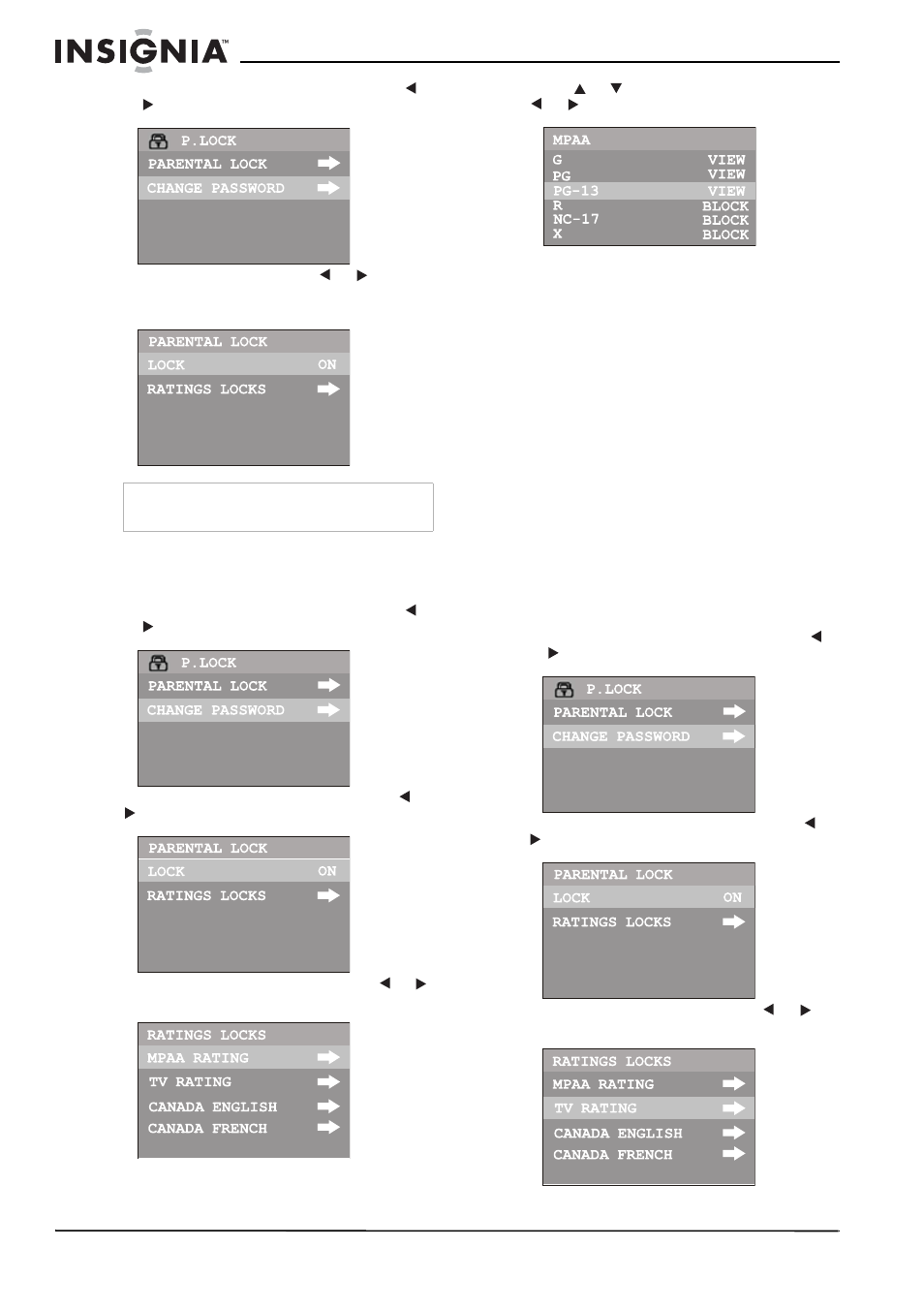 Setting up mpaa ratings, Setting up tv ratings | Insignia NS-F20TV User Manual | Page 16 / 68