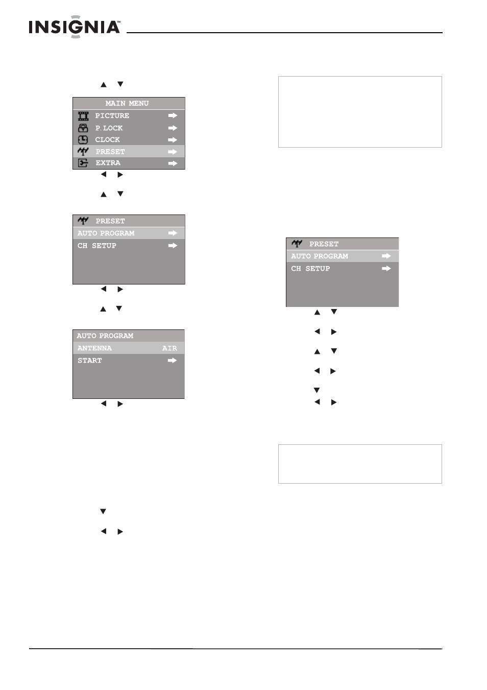 Omisión de canales no deseados, Verificación de la intensidad de la señal de dtv | Insignia NS-F20TV User Manual | Page 52 / 68