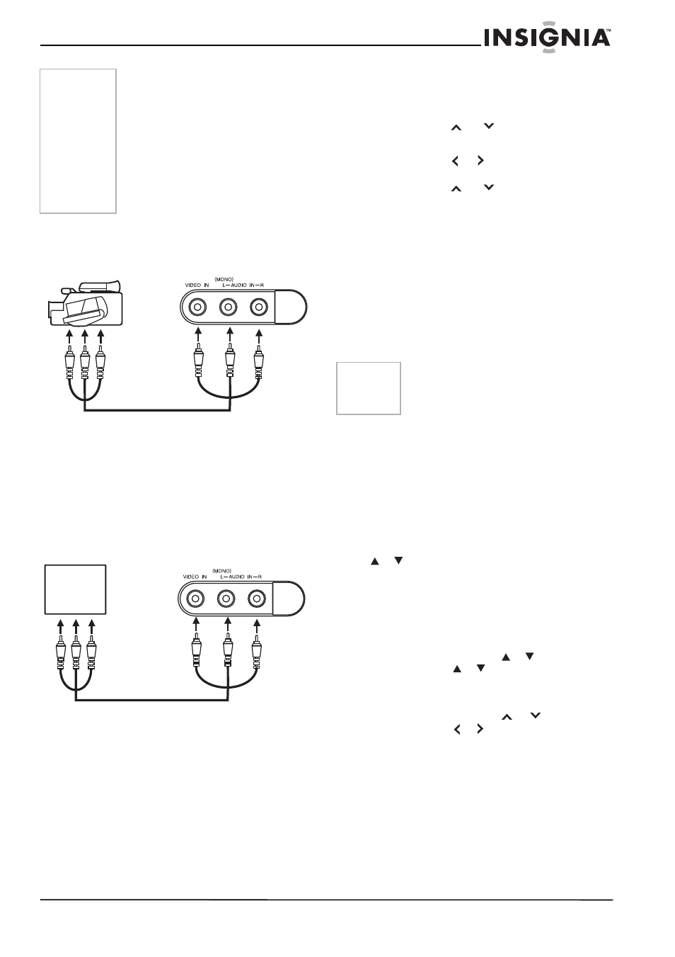 Connexion du téléviseur à un magnétoscope, Starting setup (configuration au démarrage), Utilisation du menu | Pour accéder au menu à l’aide de la télécommande, Paramétrage de la langue, Pour sélectionner une langue de menu | Insignia NS-RTV32 User Manual | Page 30 / 70