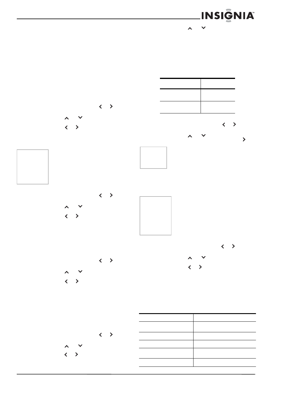 Pour écouter une deuxième trame sonore (sap), Sélection de la sortie numérique, Pour sélectionner la sortie numérique | Sélection de la langue audio, Pour sélectionner la langue audio, Réinitialisation des réglages audio, Pour réinitialiser les réglages audio, Vérification de la puissance du signal numérique, Pour vérifier la puissance du signal numérique, Spécifications | Insignia NS-RTV32 User Manual | Page 40 / 70